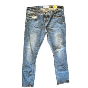 Tailor Vintage Mens 36x32 Comfort Stretch Slim Fit Blue Denim Jeans